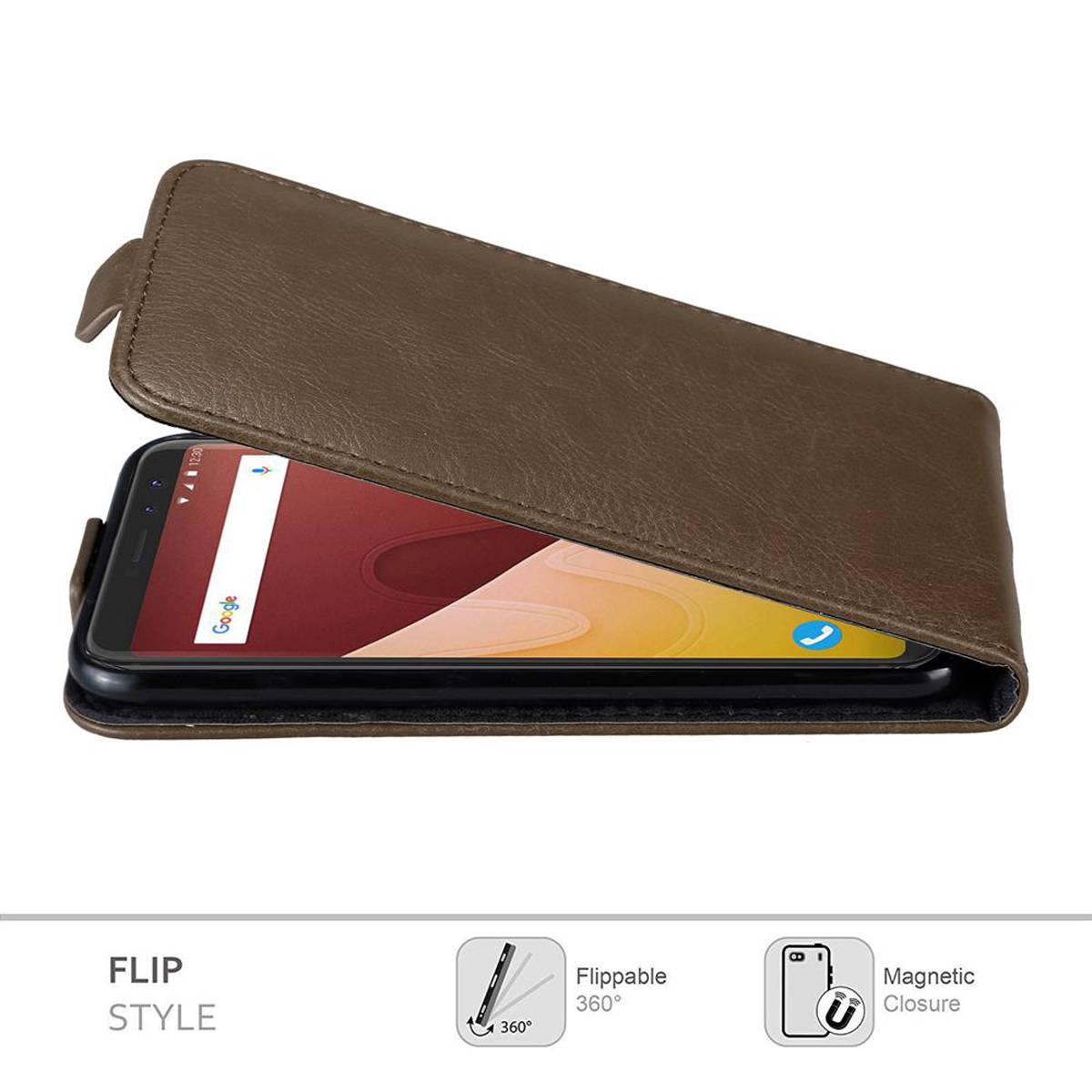 Cadorabo Hülle für WIKO VIEW PRIME Schutz Hülle in Braun Flip Etui Handyhülle Case Cover