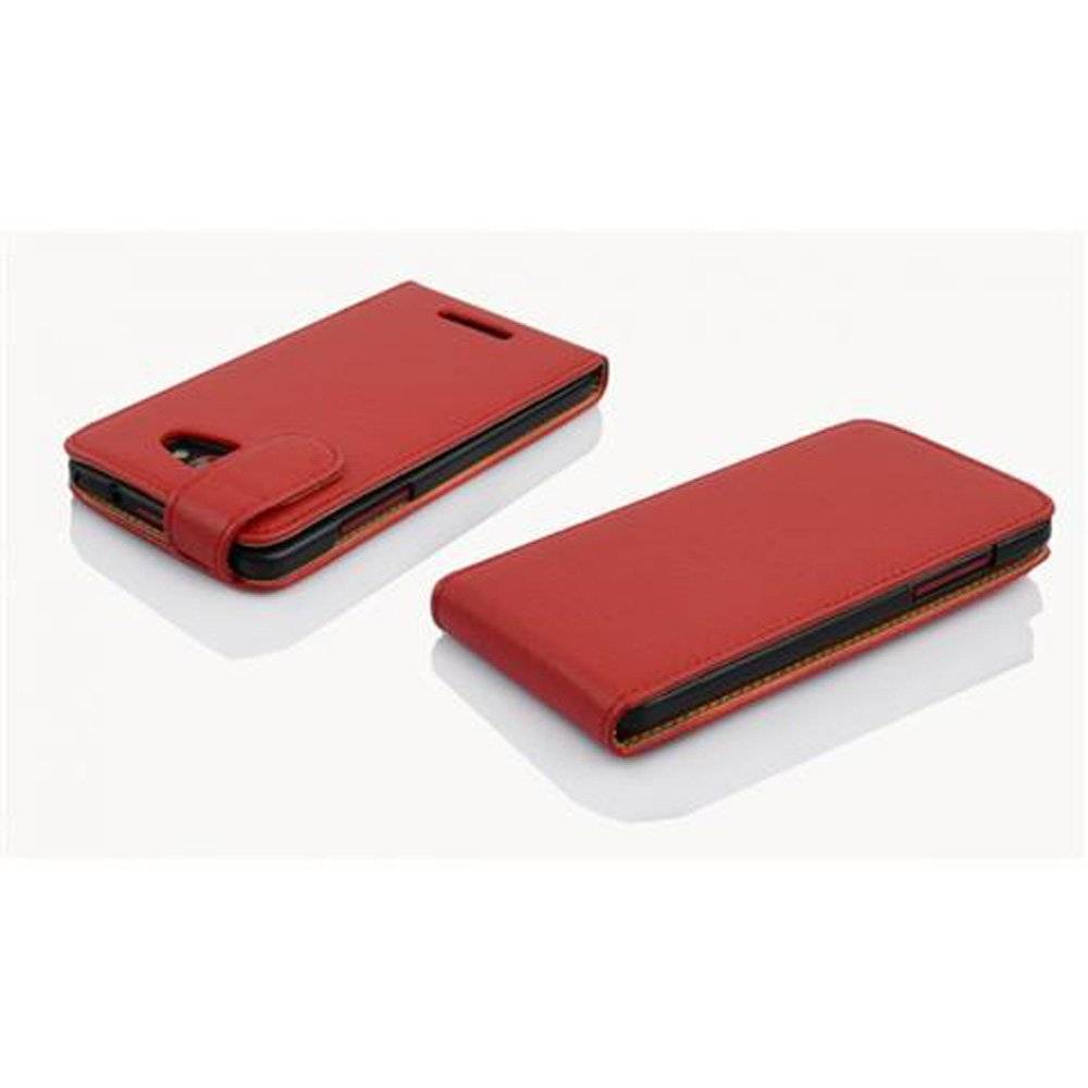 Cadorabo Hülle für HTC Butterfly Hülle in INFERNO ROT - Handyhülle im Flip Design aus strukturiertem Textilleder - Case Cover Schutzhülle Etui Ta