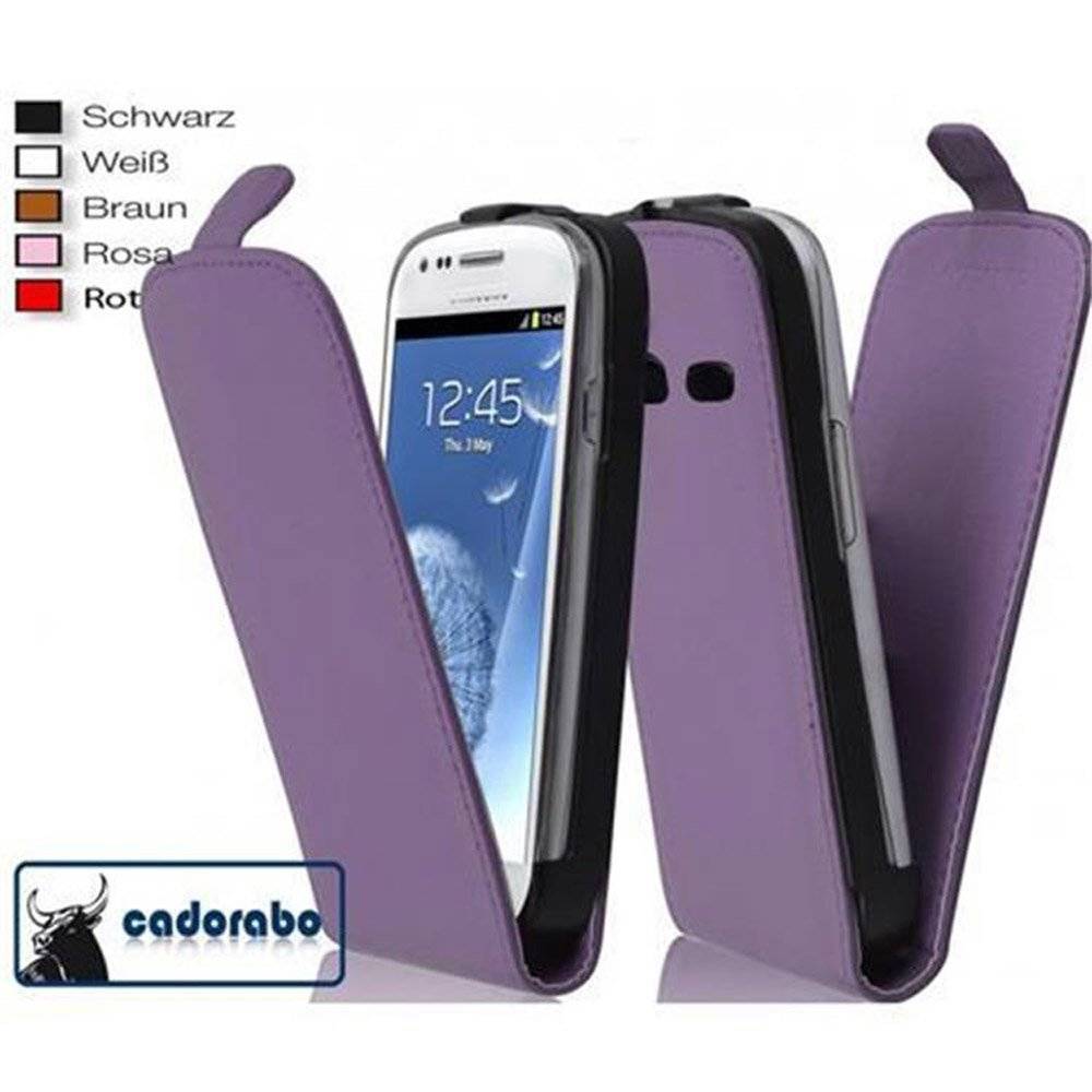 Cadorabo Hülle für Samsung Galaxy S3 / S3 NEO Hülle in FLIEDER VIOLETT - Handyhülle im Flip Design aus glattem Textilleder - Case Cover Schutzhül
