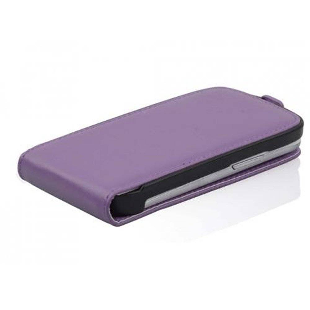 Cadorabo Hülle für Samsung Galaxy S3 / S3 NEO Hülle in FLIEDER VIOLETT - Handyhülle im Flip Design aus glattem Textilleder - Case Cover Schutzhül
