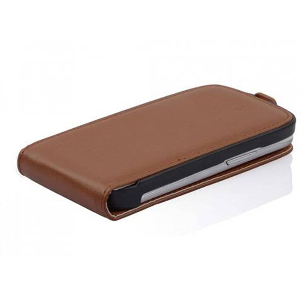 Cadorabo Hülle für Samsung Galaxy S3 / S3 NEO Hülle in KAKAO BRAUN - Handyhülle im Flip Design aus glattem Textilleder - Case Cover Schutzhülle E