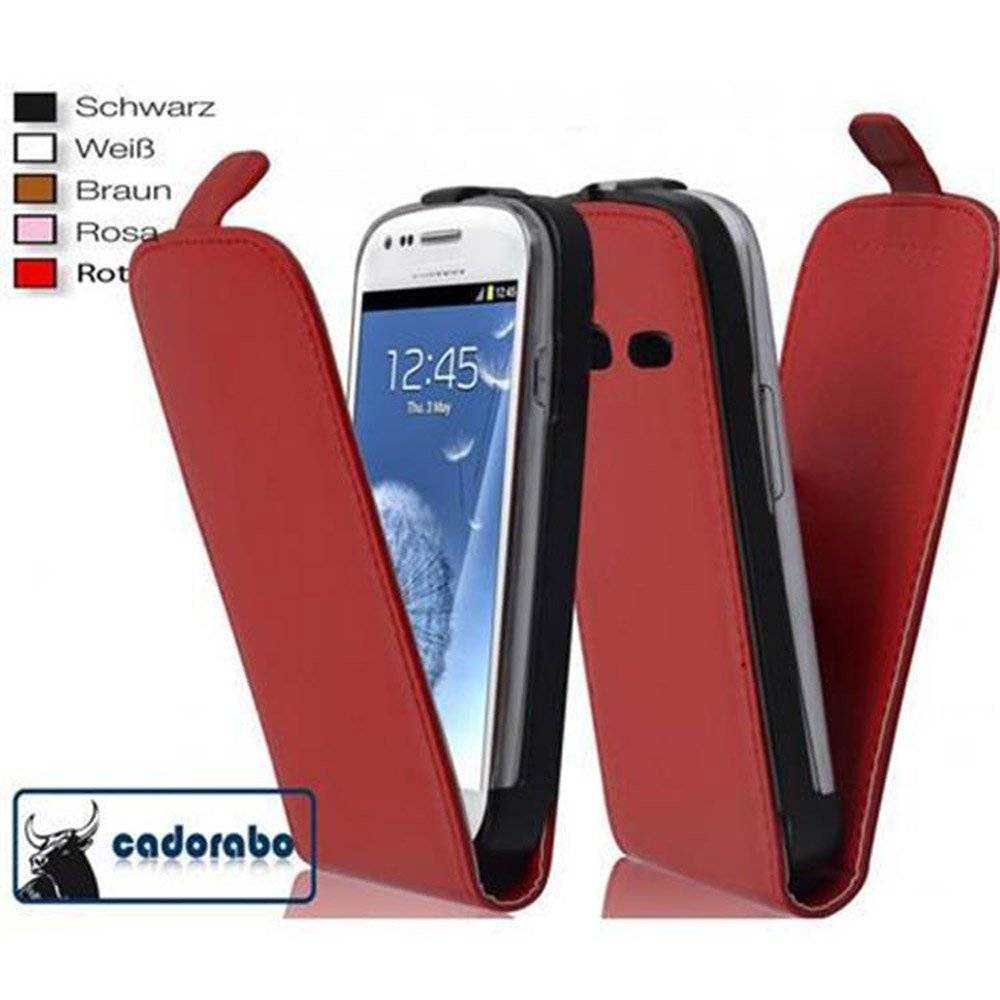 Cadorabo Hülle für Samsung Galaxy S3 / S3 NEO Hülle in CHILI ROT - Handyhülle im Flip Design aus glattem Textilleder - Case Cover Schutzhülle Etu
