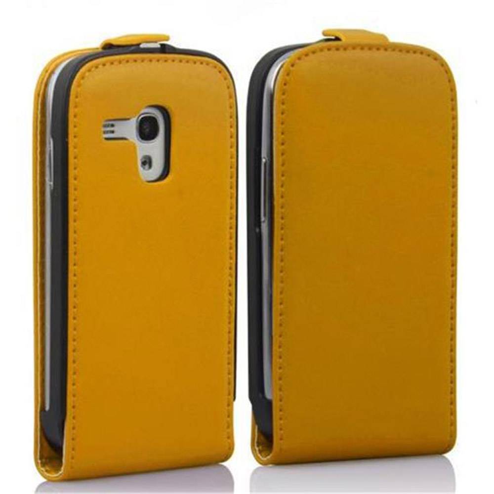 Cadorabo Hülle für Samsung Galaxy S3 MINI Schutzhülle in Gelb Flip Handyhülle Case Cover Etui Kunstleder