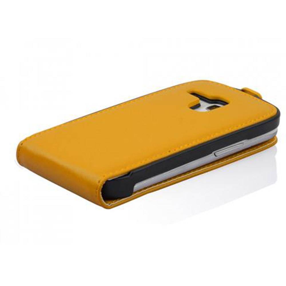 Cadorabo Hülle für Samsung Galaxy S3 MINI Schutzhülle in Gelb Flip Handyhülle Case Cover Etui Kunstleder
