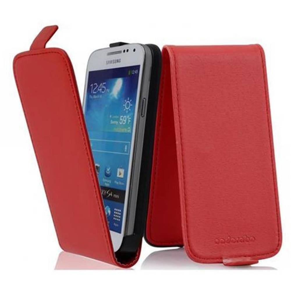 Cadorabo Hülle für Samsung Galaxy S4 MINI Schutzhülle in Rot Flip Handyhülle Case Cover Etui Kunstleder