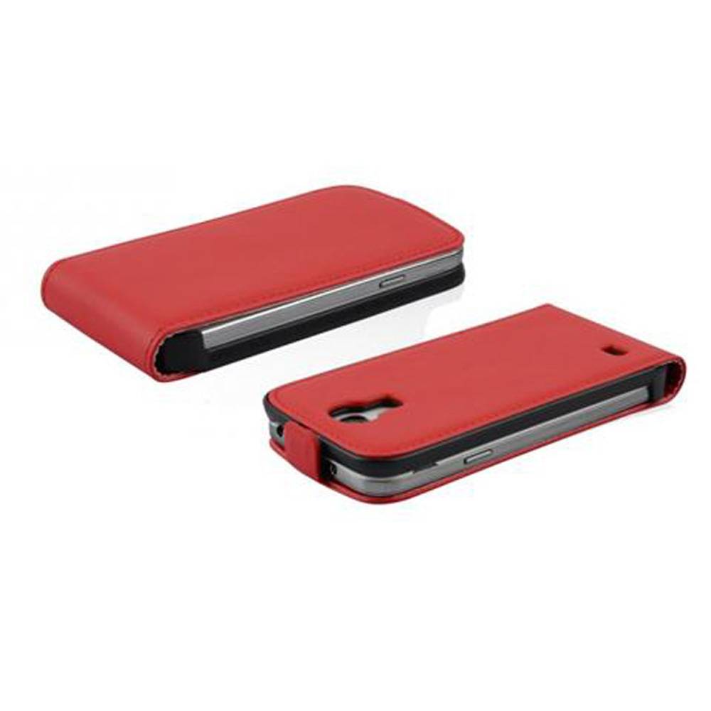 Cadorabo Hülle für Samsung Galaxy S4 MINI Schutzhülle in Rot Flip Handyhülle Case Cover Etui Kunstleder