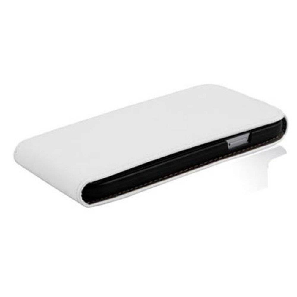 Cadorabo Hülle für Motorola RAZR I Hülle in POLAR WEIß - Handyhülle im Flip Design aus glattem Textilleder - Case Cover Schutzhülle Etui Tasche