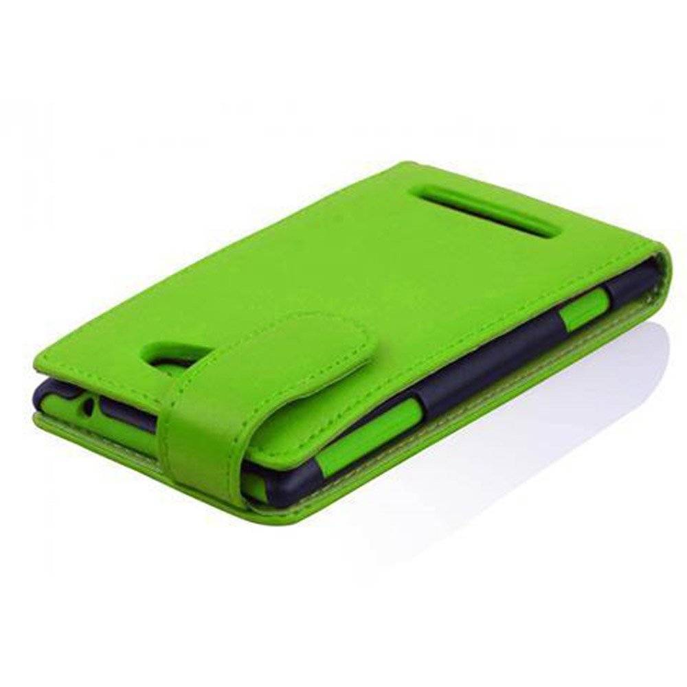 Cadorabo Hülle für HTC 8S Hülle in GIFT GRÜN - Handyhülle im Flip Design aus glattem Textilleder - Case Cover Schutzhülle Etui Tasche Book Klapp