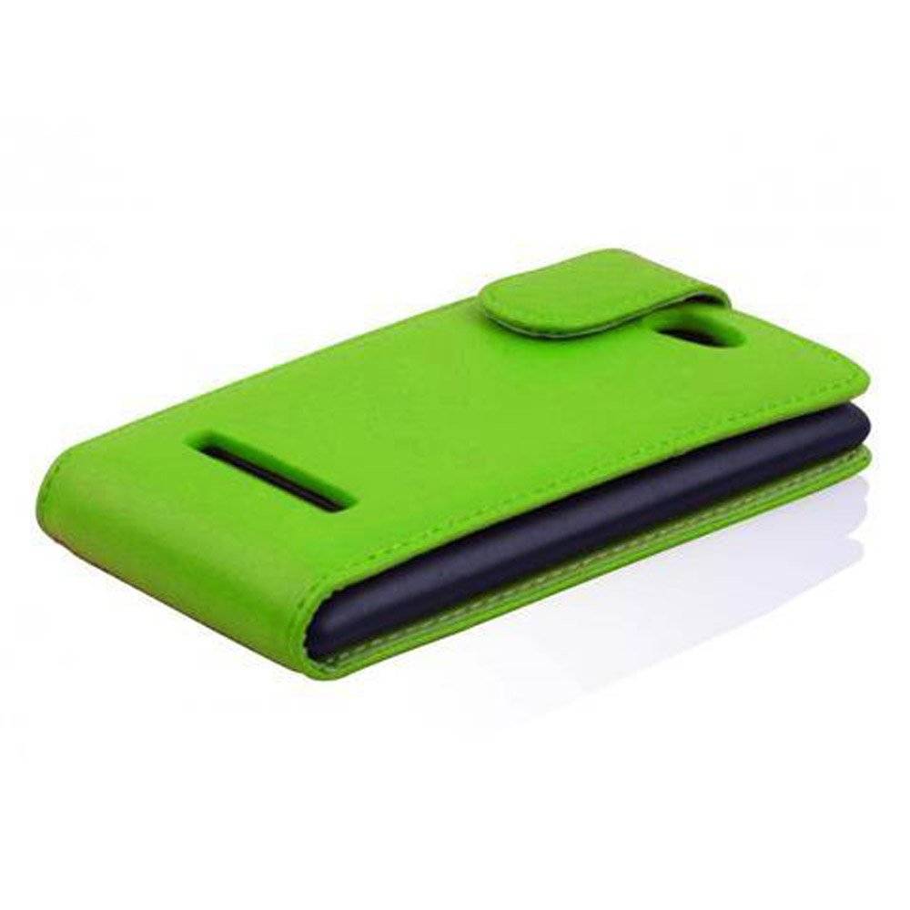 Cadorabo Hülle für HTC 8S Hülle in GIFT GRÜN - Handyhülle im Flip Design aus glattem Textilleder - Case Cover Schutzhülle Etui Tasche Book Klapp