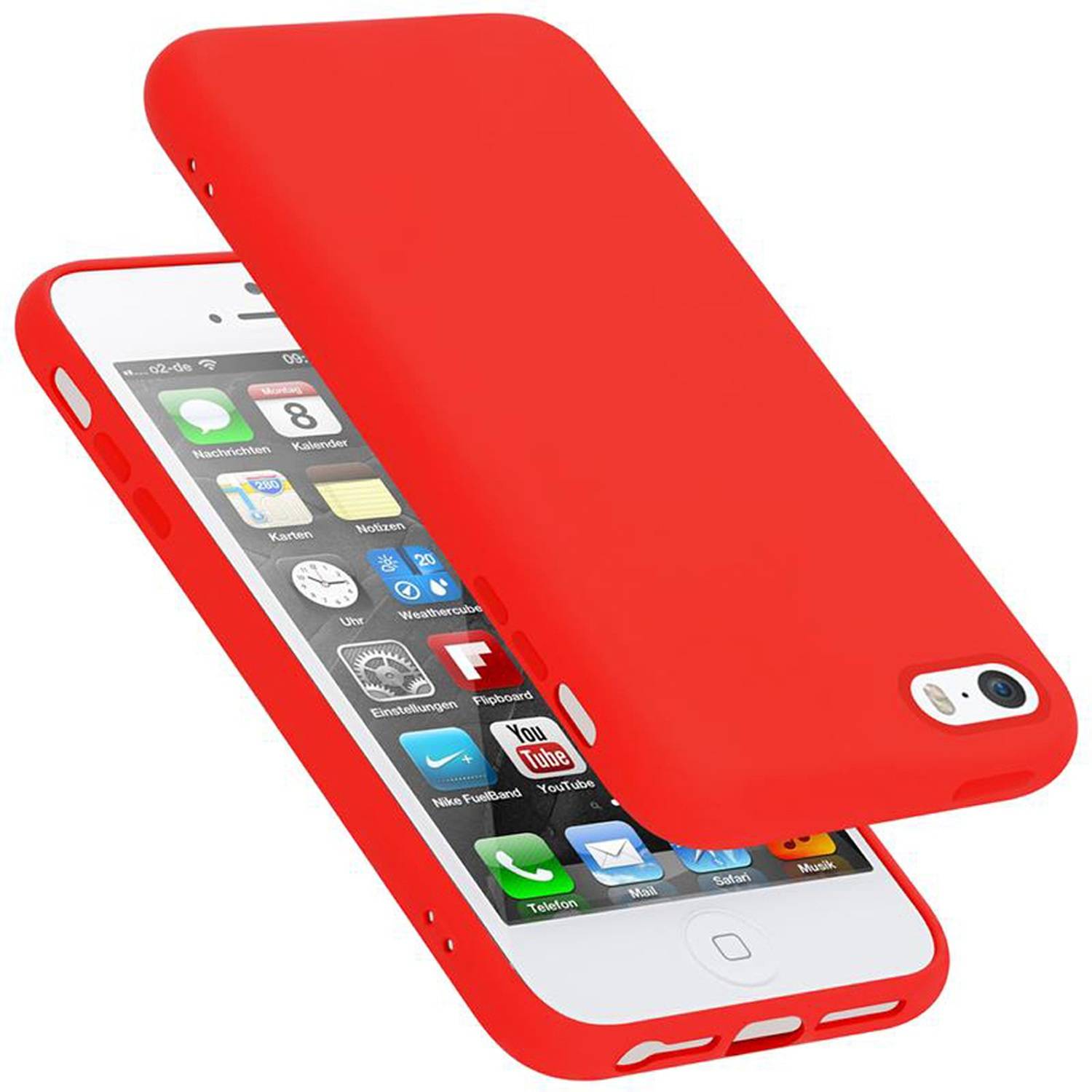 Cadorabo Schutzhülle für Apple iPhone 5 / 5S / SE 2016 Hülle in Rot Handyhülle Case Cover TPU Etui