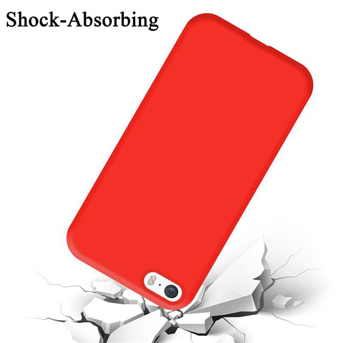 Cadorabo Schutzhülle für Apple iPhone 5 / 5S / SE 2016 Hülle in Rot Handyhülle Case Cover TPU Etui