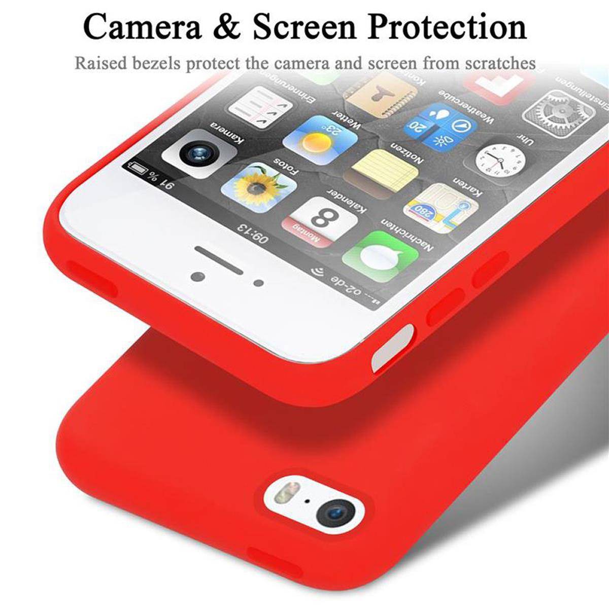 Cadorabo Schutzhülle für Apple iPhone 5 / 5S / SE 2016 Hülle in Rot Handyhülle Case Cover TPU Etui