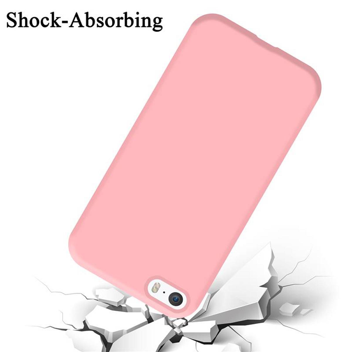 Cadorabo Schutzhülle für Apple iPhone 5 / 5S / SE 2016 Hülle in Rosa Handyhülle Case Cover TPU Etui