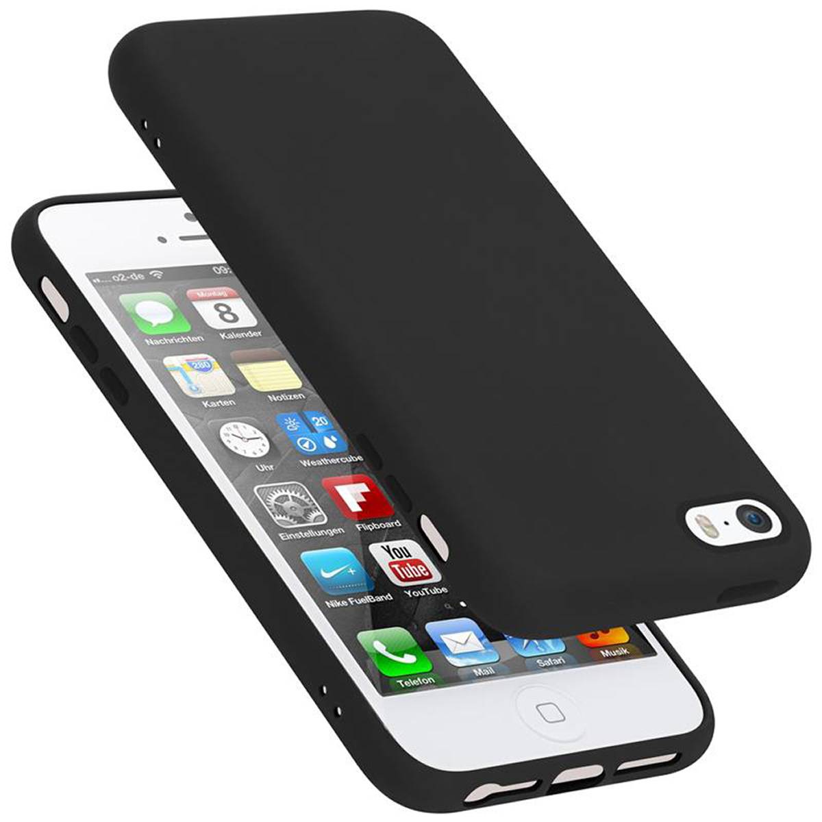 Cadorabo Schutzhülle für Apple iPhone 5 / 5S / SE 2016 Hülle in Schwarz Handyhülle Case Cover TPU Etui