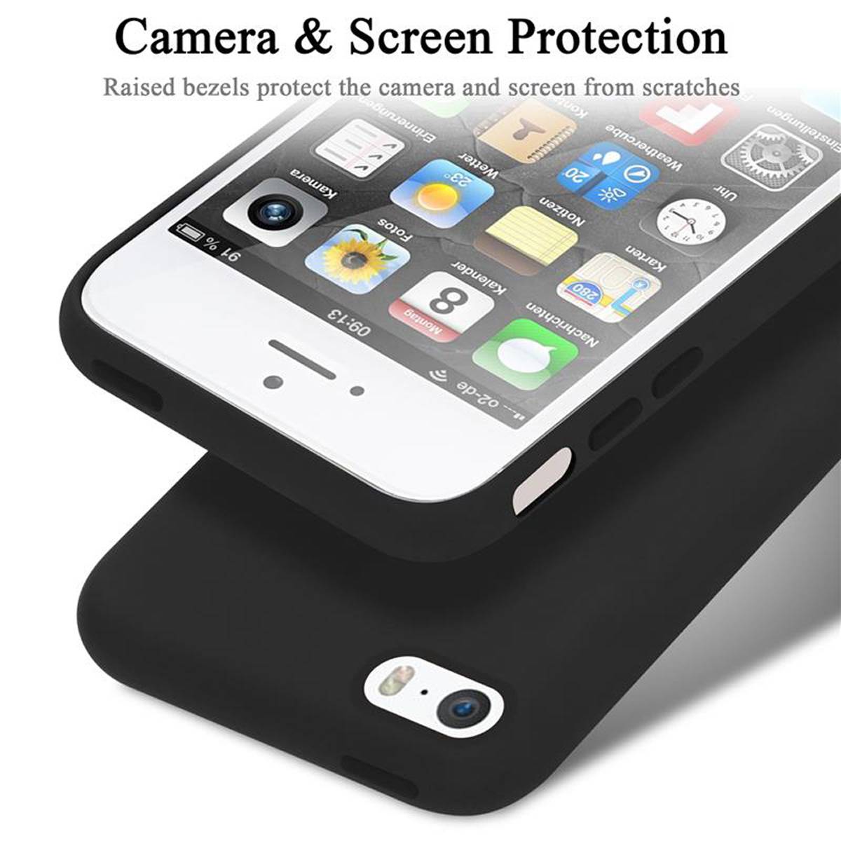 Cadorabo Schutzhülle für Apple iPhone 5 / 5S / SE 2016 Hülle in Schwarz Handyhülle Case Cover TPU Etui