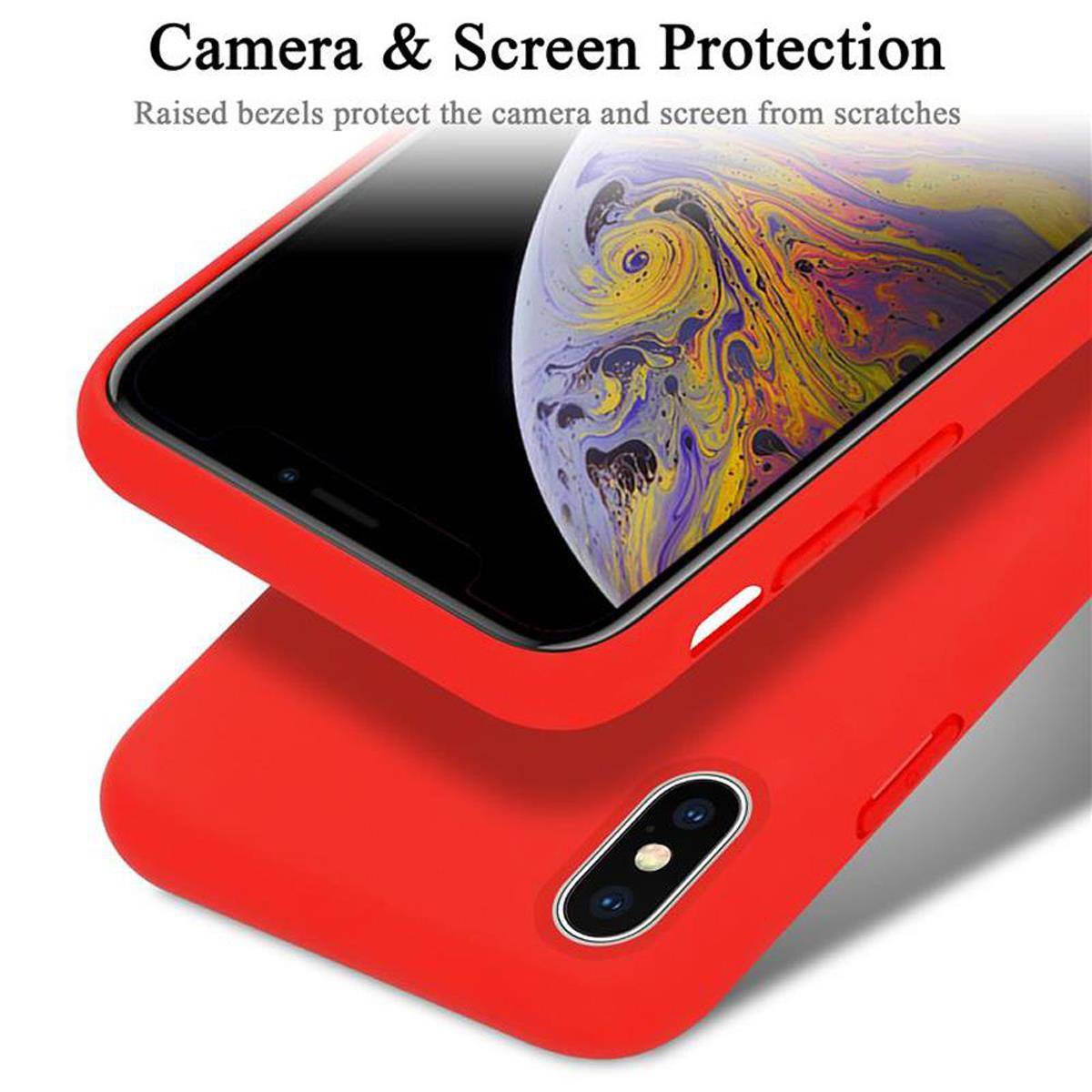 Cadorabo Schutzhülle für Apple iPhone X / XS Hülle in Rot Handyhülle Case Cover TPU Etui