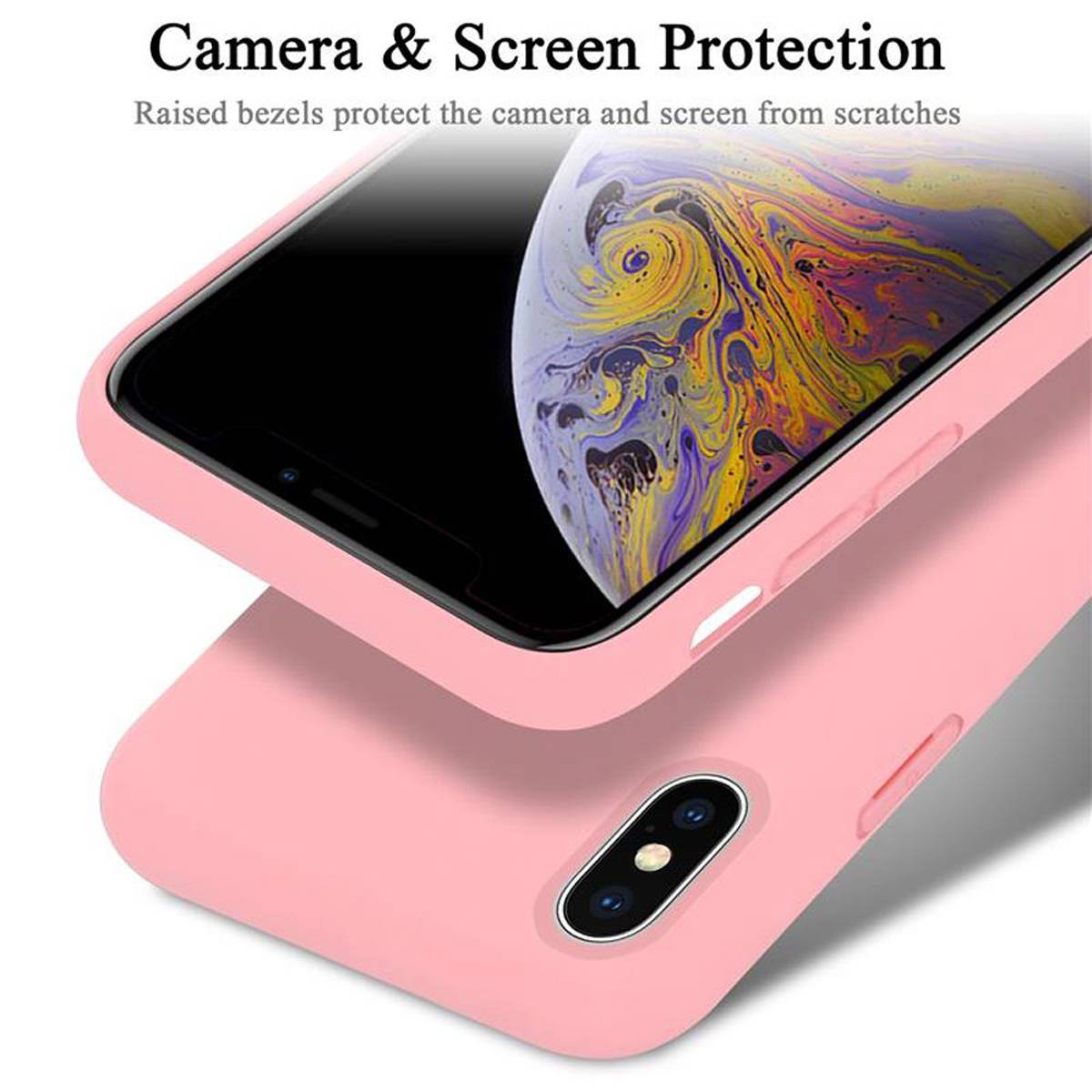 Cadorabo Schutzhülle für Apple iPhone X / XS Hülle in Rosa Handyhülle Case Cover TPU Etui