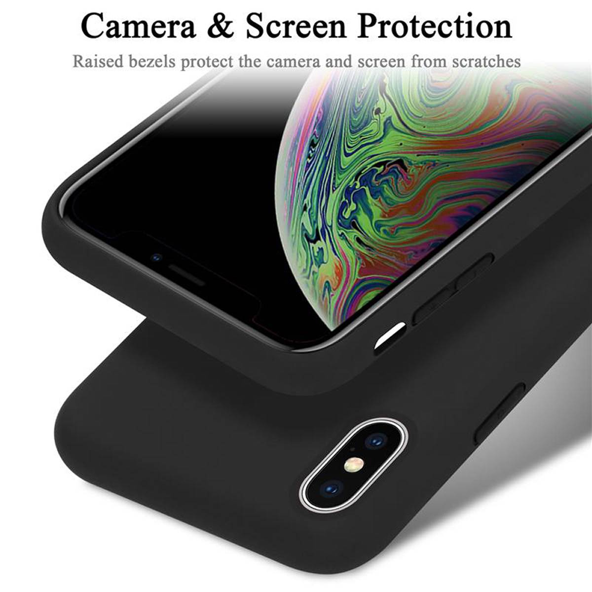 Cadorabo Schutzhülle für Apple iPhone XS MAX Hülle in Schwarz Handyhülle Case Cover TPU Etui