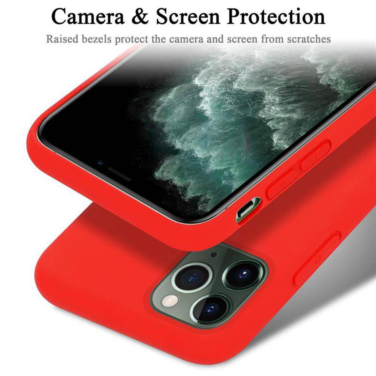 Cadorabo Schutzhülle für Apple iPhone 11 PRO MAX Hülle in Rot Handyhülle Case Cover TPU Etui