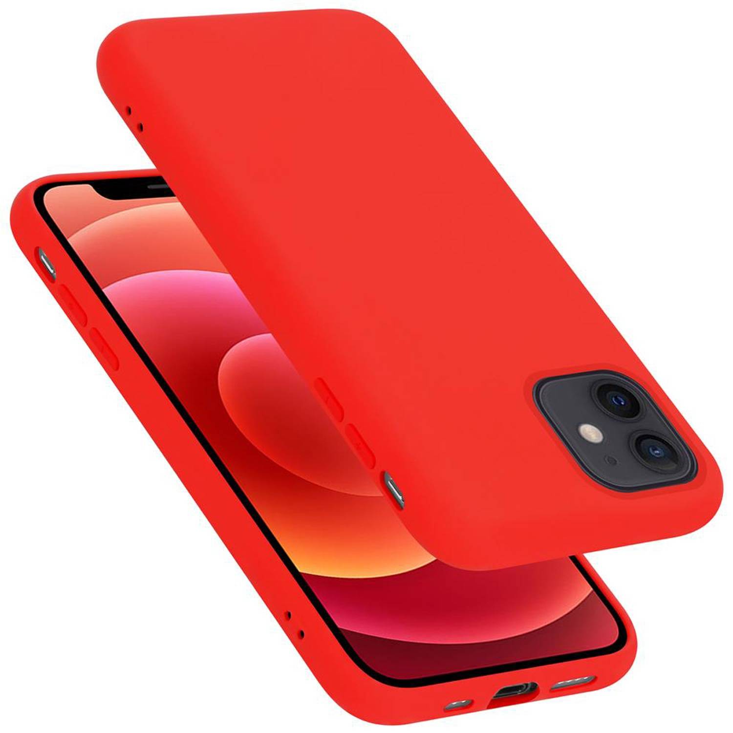 Cadorabo Schutzhülle für Apple iPhone 12 MINI Hülle in Rot Handyhülle Case Cover TPU Etui