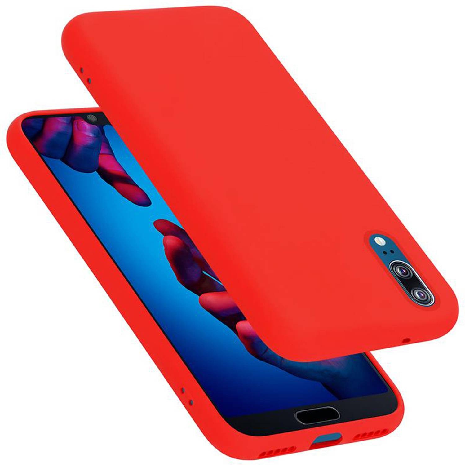 Cadorabo Schutzhülle für Huawei P20 Hülle in Rot Handyhülle Case Cover TPU Etui