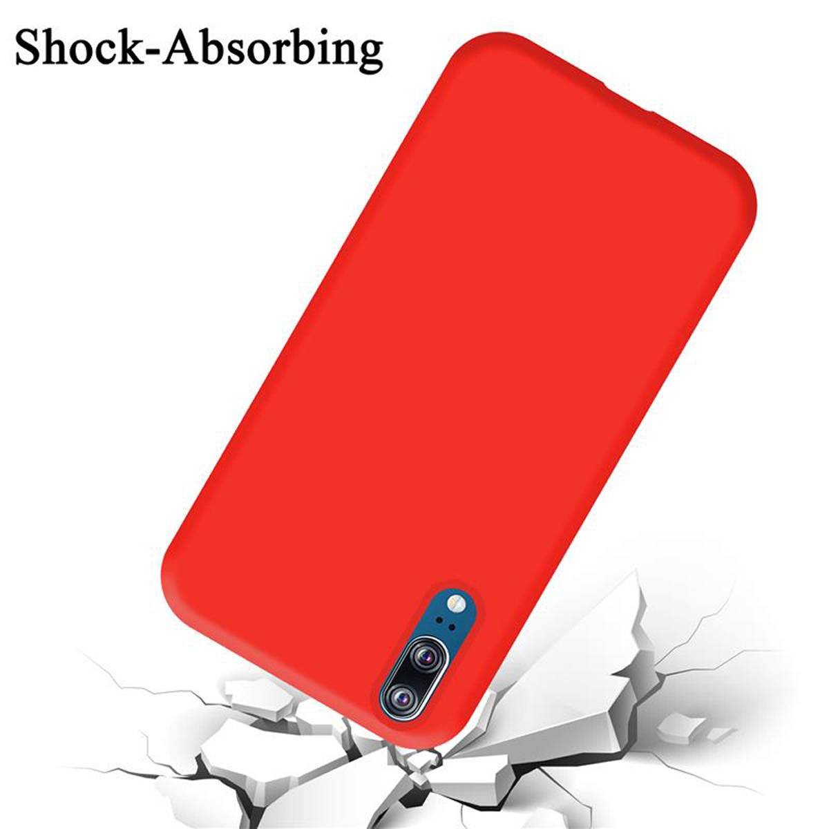Cadorabo Schutzhülle für Huawei P20 Hülle in Rot Handyhülle Case Cover TPU Etui