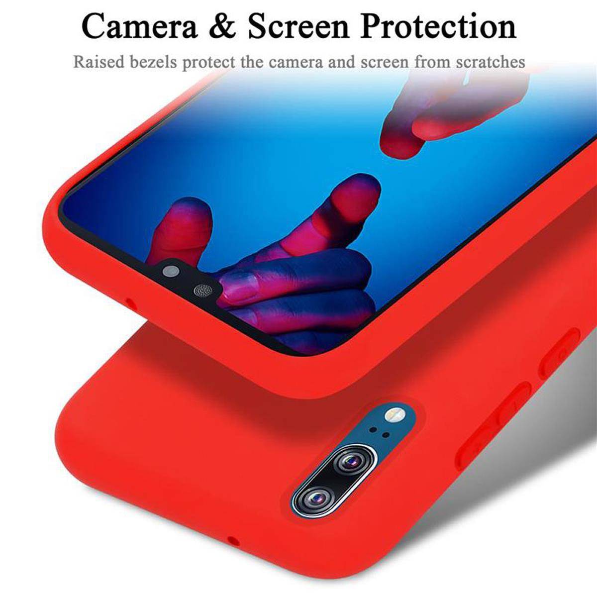 Cadorabo Schutzhülle für Huawei P20 Hülle in Rot Handyhülle Case Cover TPU Etui