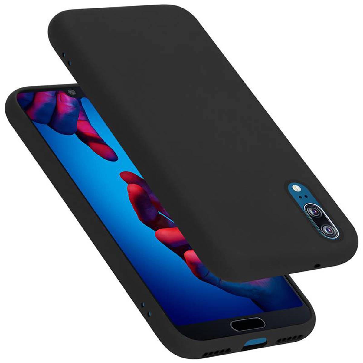 Cadorabo Schutzhülle für Huawei P20 Hülle in Schwarz Handyhülle Case Cover TPU Etui