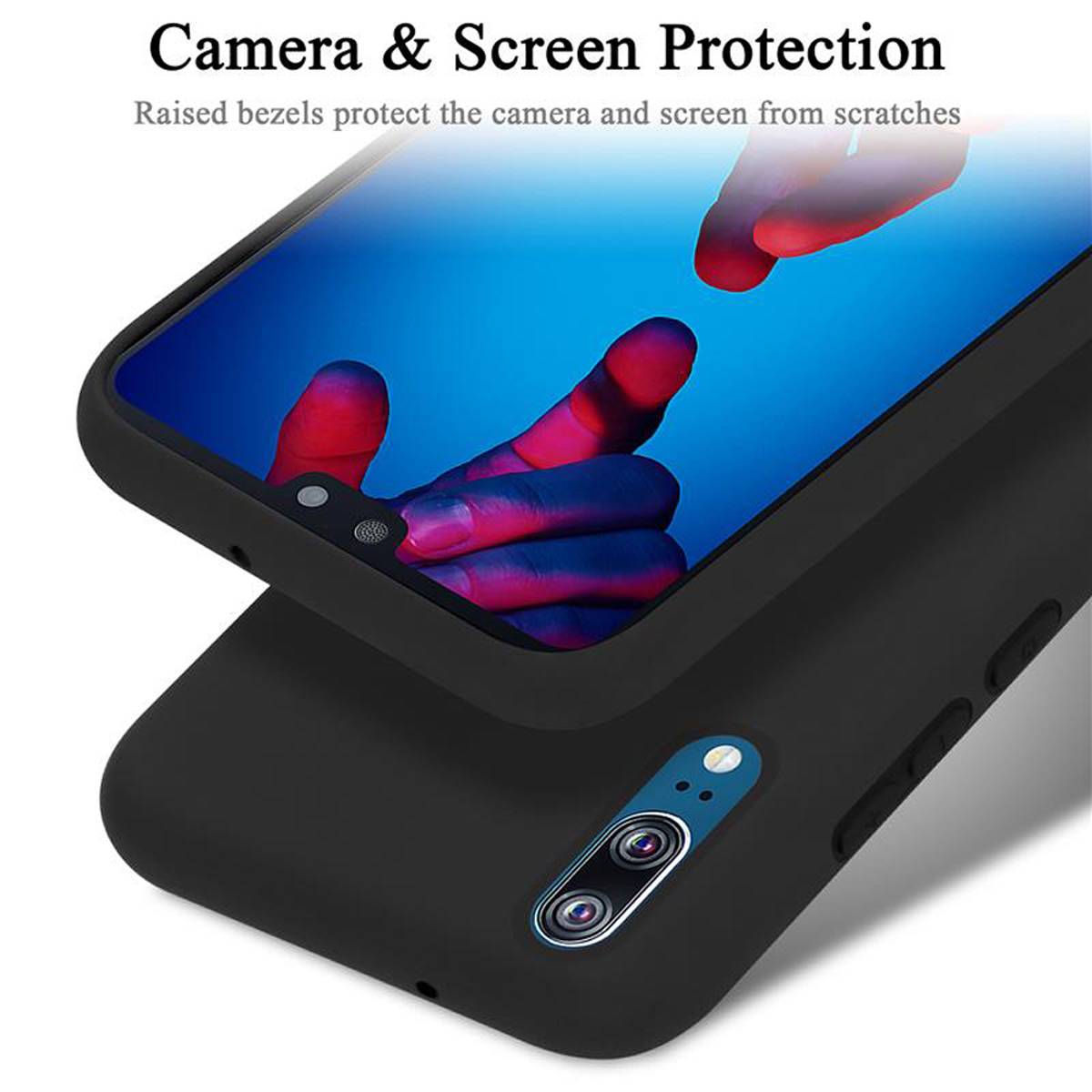 Cadorabo Schutzhülle für Huawei P20 Hülle in Schwarz Handyhülle Case Cover TPU Etui