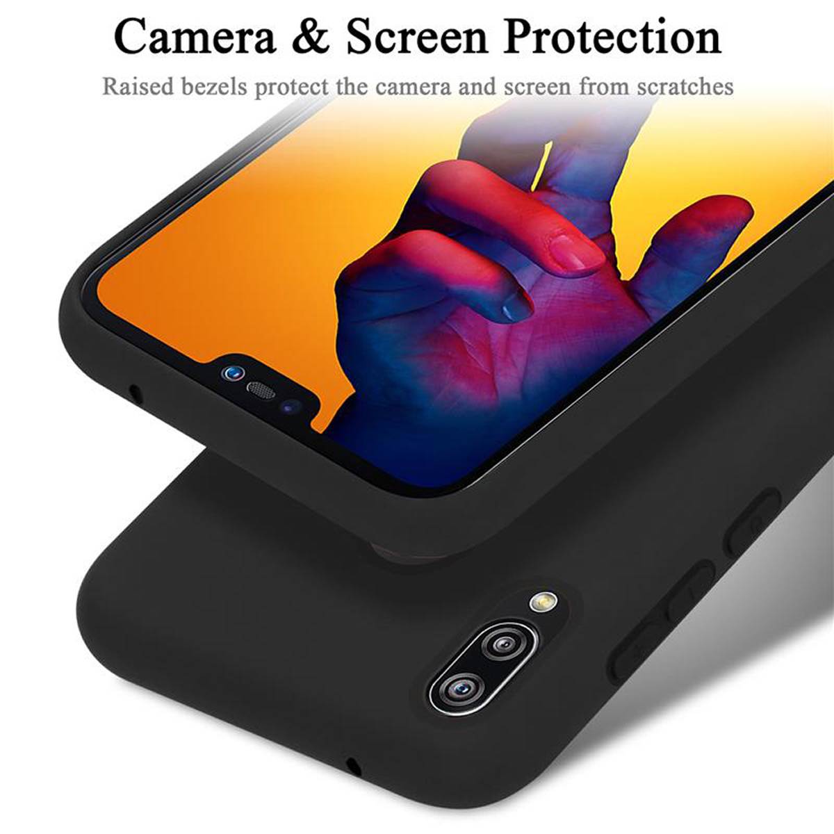 Cadorabo Schutzhülle für Huawei P20 LITE 2018 / NOVA 3E Hülle in Schwarz Handyhülle Case Cover TPU Etui