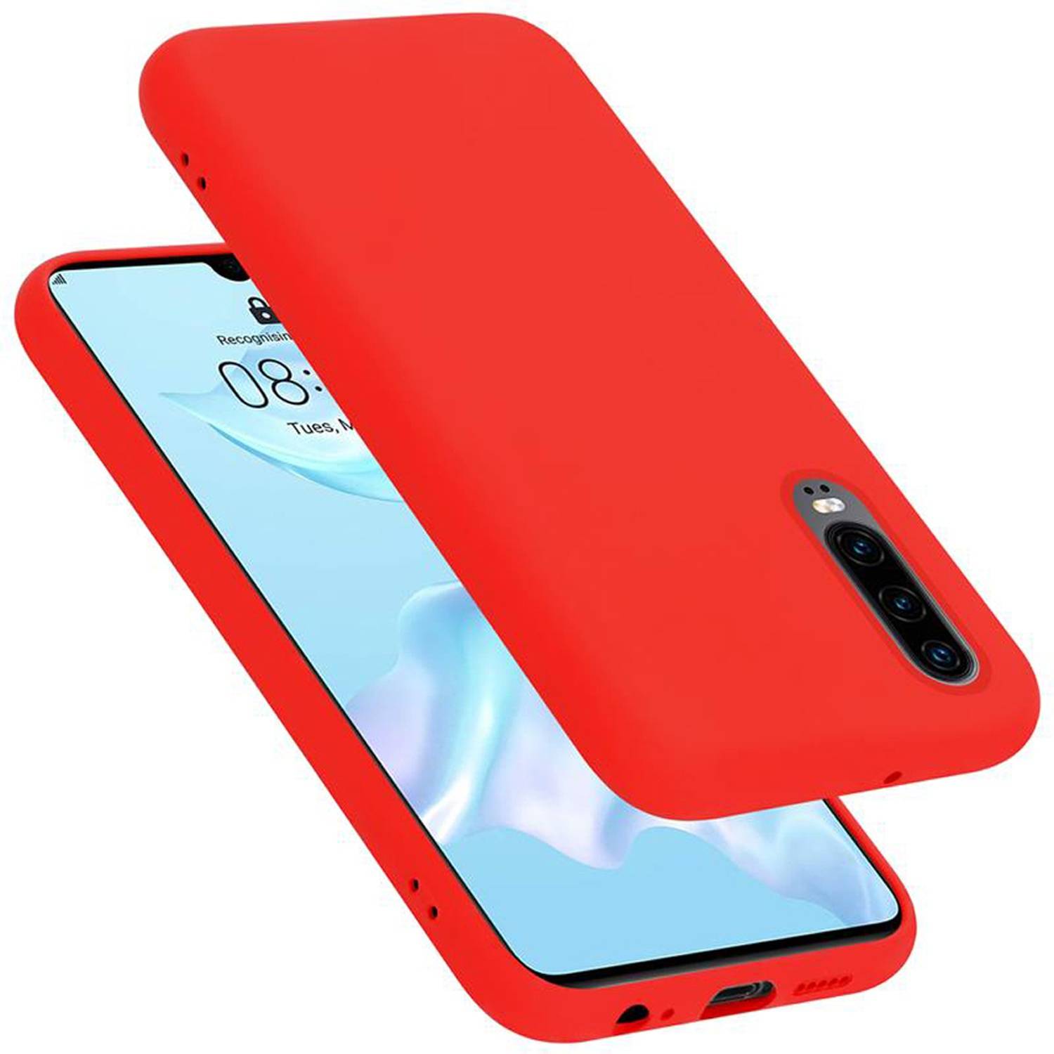 Cadorabo Schutzhülle für Huawei P30 Hülle in Rot Handyhülle Case Cover TPU Etui