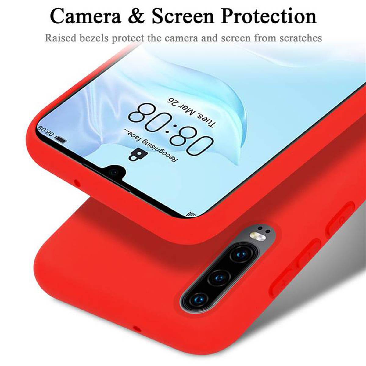 Cadorabo Schutzhülle für Huawei P30 Hülle in Rot Handyhülle Case Cover TPU Etui