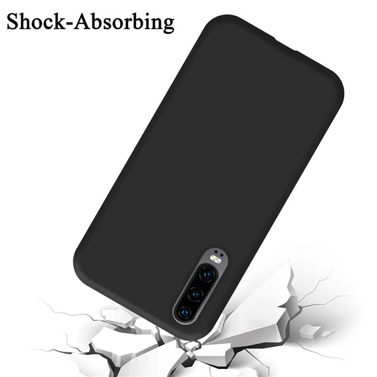 Cadorabo Schutzhülle für Huawei P30 Hülle in Schwarz Handyhülle Case Cover TPU Etui