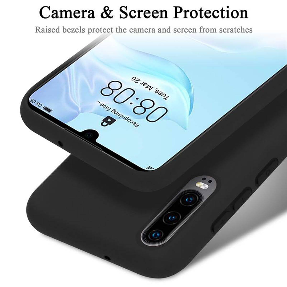 Cadorabo Schutzhülle für Huawei P30 Hülle in Schwarz Handyhülle Case Cover TPU Etui