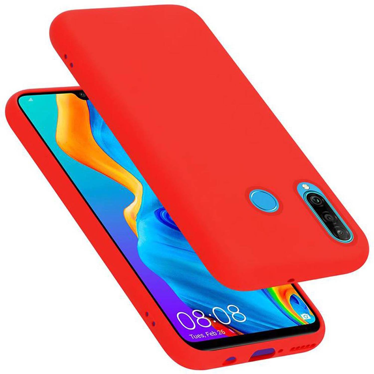 Cadorabo Schutzhülle für Huawei P30 LITE Hülle in Rot Handyhülle Case Cover TPU Etui