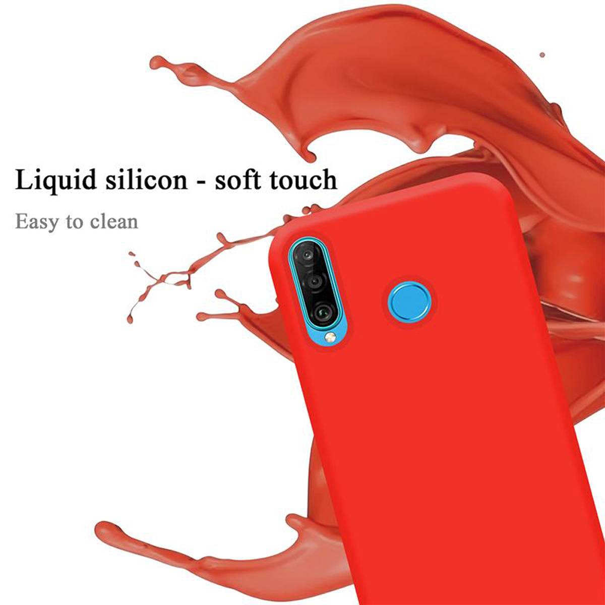 Cadorabo Schutzhülle für Huawei P30 LITE Hülle in Rot Handyhülle Case Cover TPU Etui