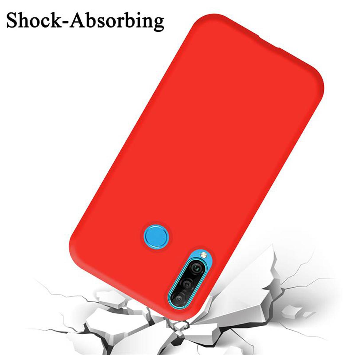 Cadorabo Schutzhülle für Huawei P30 LITE Hülle in Rot Handyhülle Case Cover TPU Etui