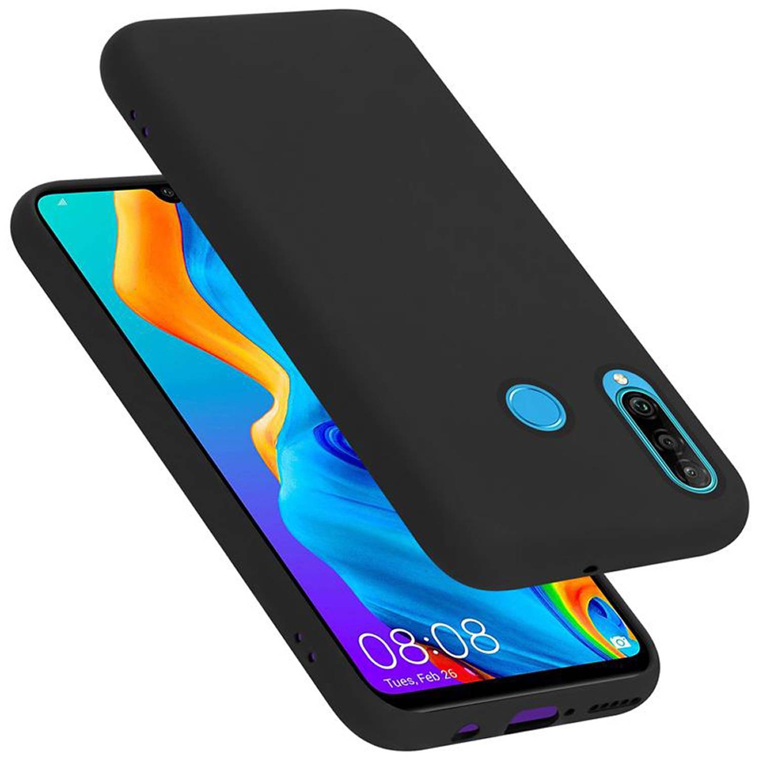 Cadorabo Schutzhülle für Huawei P30 LITE Hülle in Schwarz Handyhülle Case Cover TPU Etui