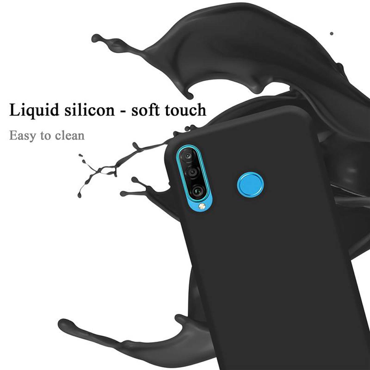 Cadorabo Schutzhülle für Huawei P30 LITE Hülle in Schwarz Handyhülle Case Cover TPU Etui