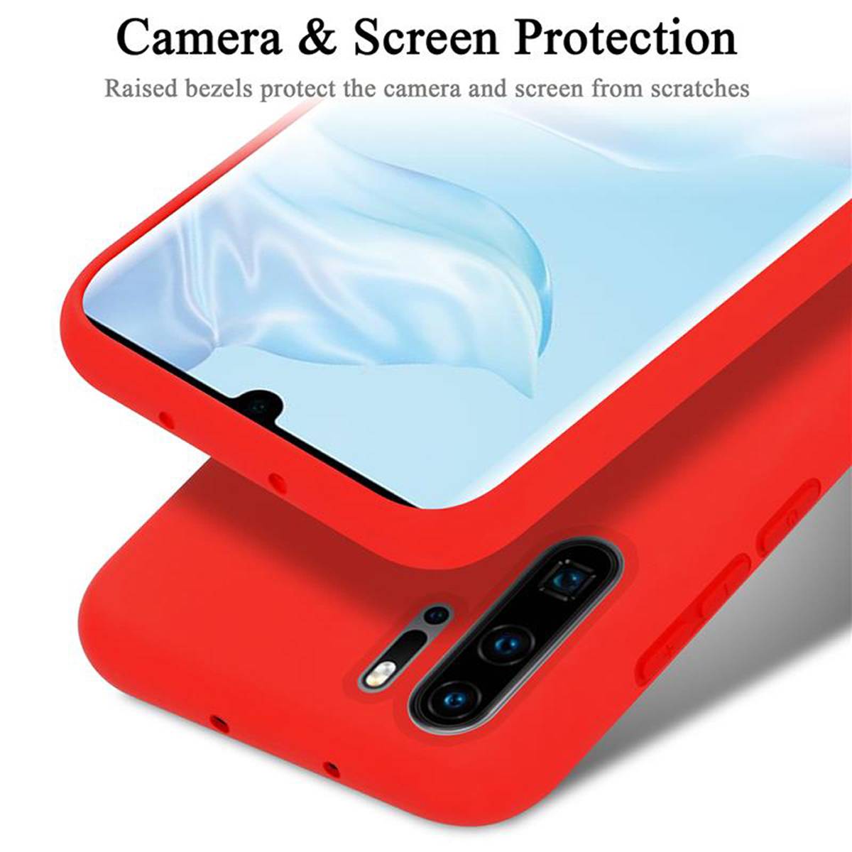Cadorabo Schutzhülle für Huawei P30 PRO Hülle in Rot Handyhülle Case Cover TPU Etui