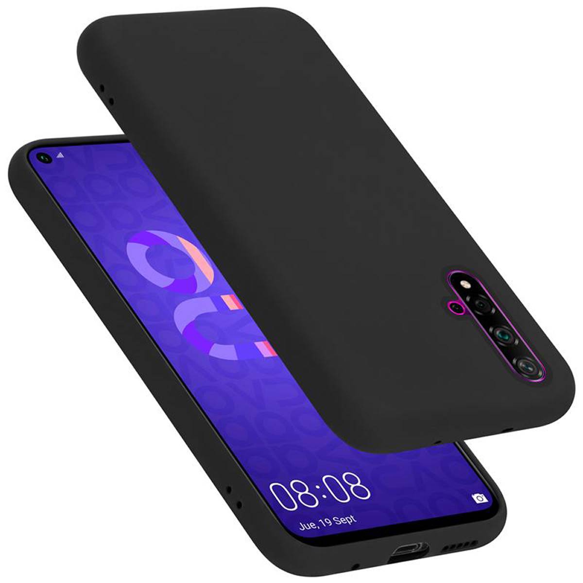 Cadorabo Schutzhülle für Honor 20 / 20S / Huawei NOVA 5T Hülle in Schwarz Handyhülle Case Cover TPU Etui
