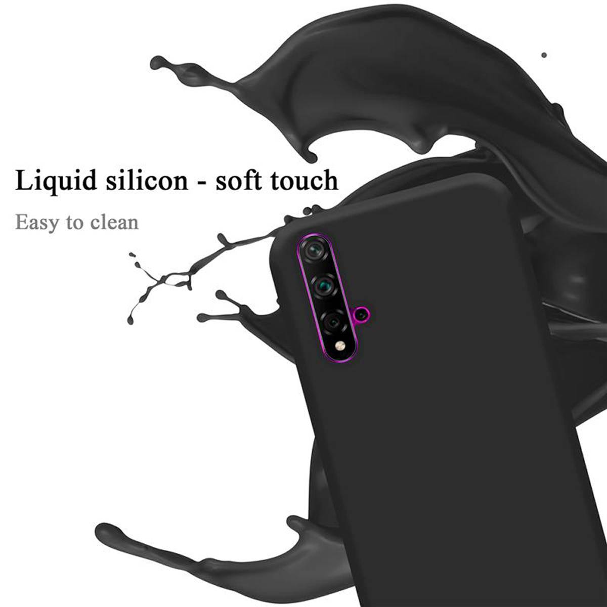 Cadorabo Schutzhülle für Honor 20 / 20S / Huawei NOVA 5T Hülle in Schwarz Handyhülle Case Cover TPU Etui