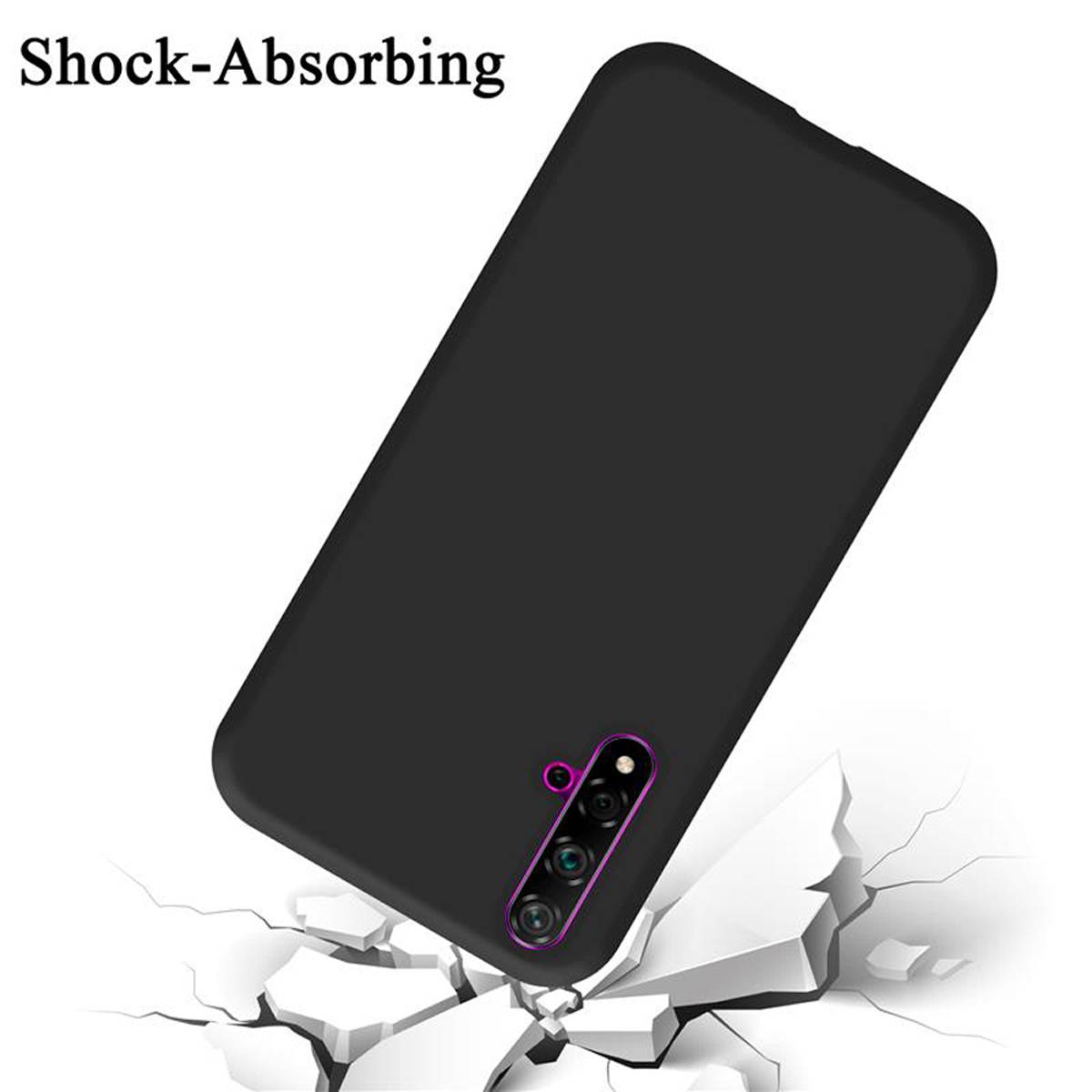 Cadorabo Schutzhülle für Honor 20 / 20S / Huawei NOVA 5T Hülle in Schwarz Handyhülle Case Cover TPU Etui