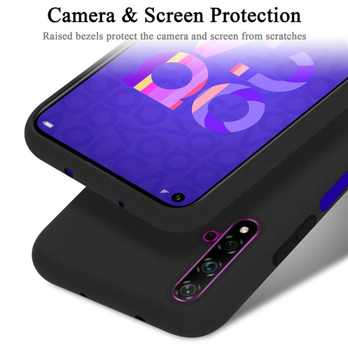 Cadorabo Schutzhülle für Honor 20 / 20S / Huawei NOVA 5T Hülle in Schwarz Handyhülle Case Cover TPU Etui