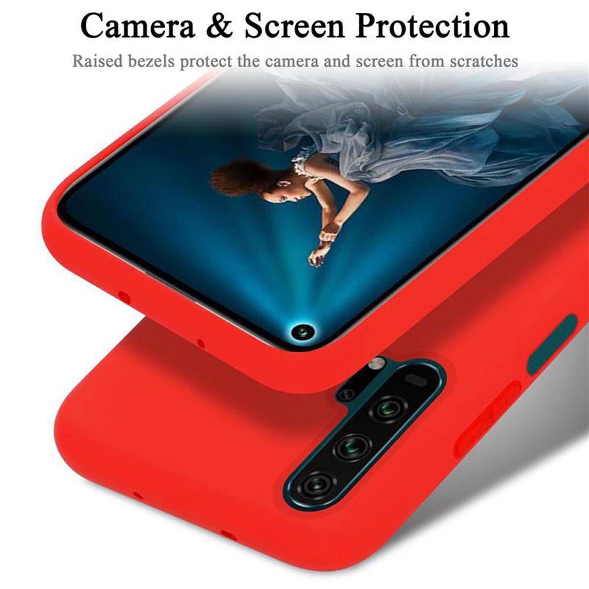 Cadorabo Schutzhülle für Honor 20 PRO Hülle in Rot Handyhülle Case Cover TPU Etui