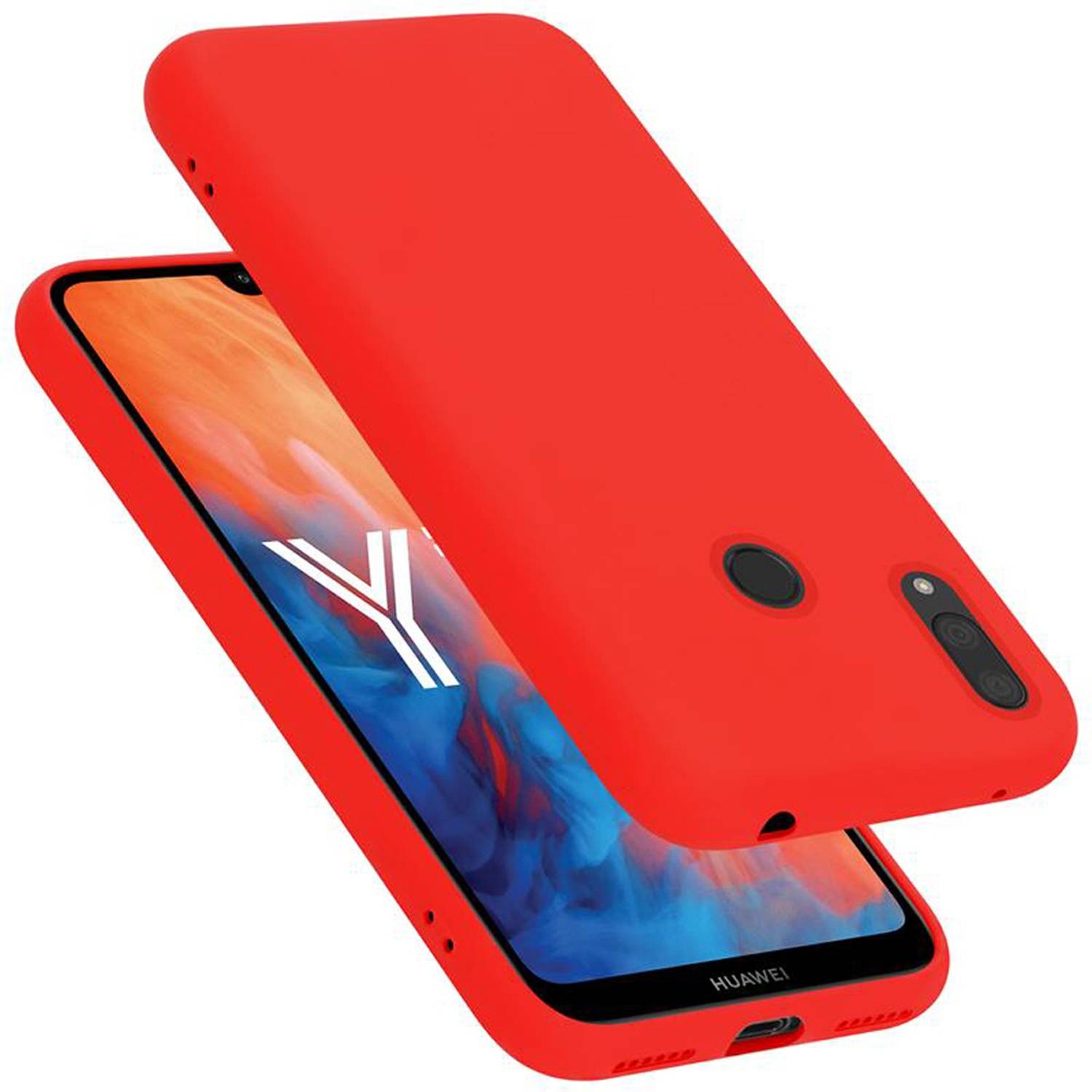 Cadorabo Schutzhülle für Huawei Y7 2019 / Y7 PRIME 2019 Hülle in Rot Handyhülle Case Cover TPU Etui