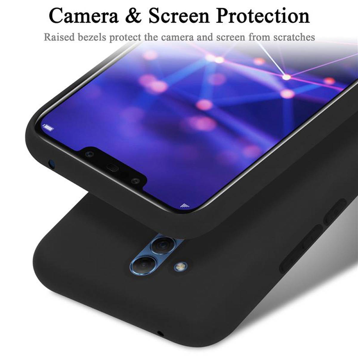 Cadorabo Schutzhülle für Huawei MATE 20 LITE Hülle in Schwarz Handyhülle Case Cover TPU Etui