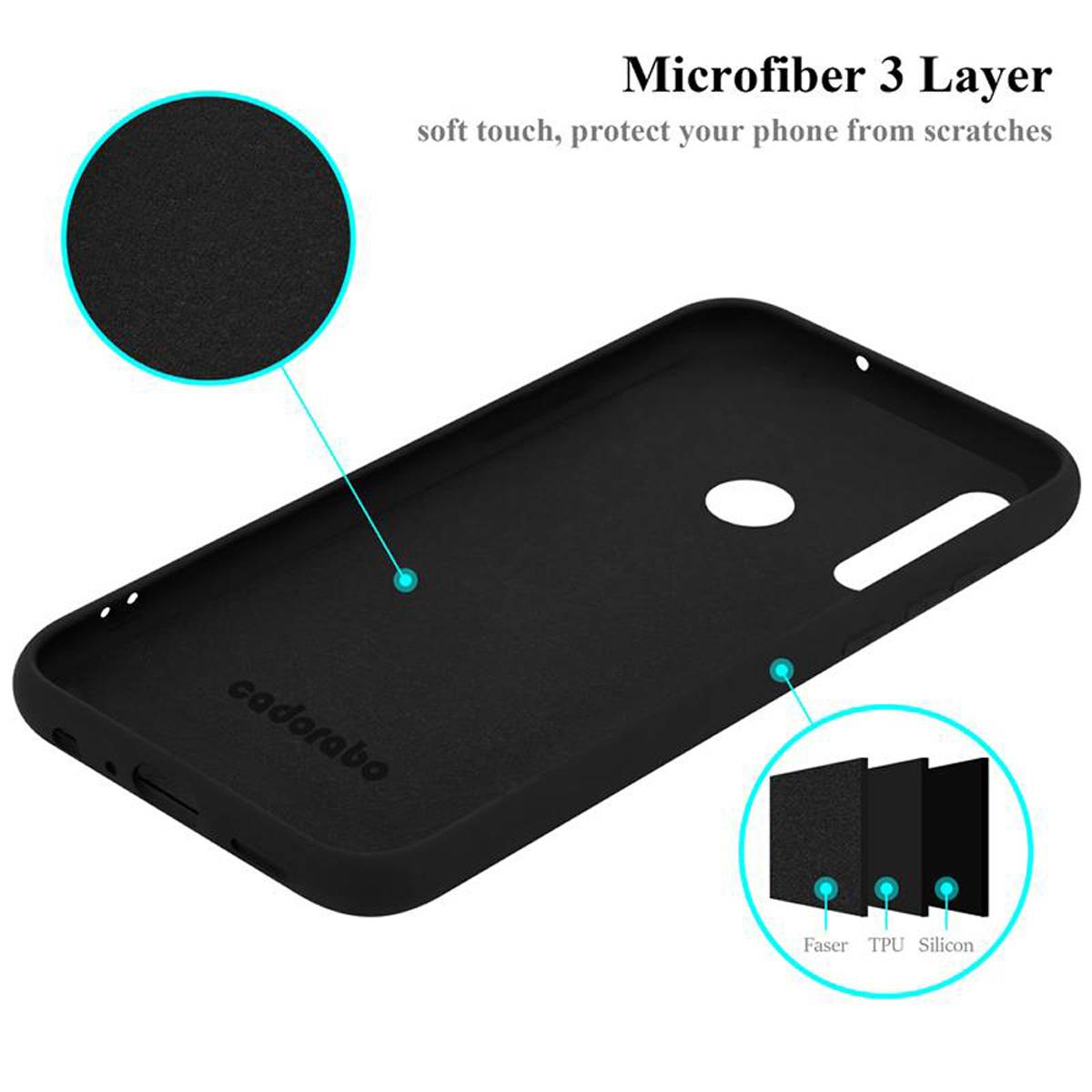 Cadorabo Schutzhülle für Honor 10i / 20i / 20 LITE / Huawei Enjoy 9S Hülle in Schwarz Handyhülle Case Cover TPU Etui