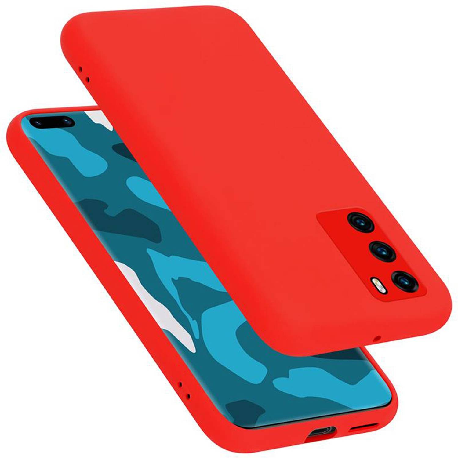 Cadorabo Schutzhülle für Huawei P40 Hülle in Rot Handyhülle Case Cover TPU Etui