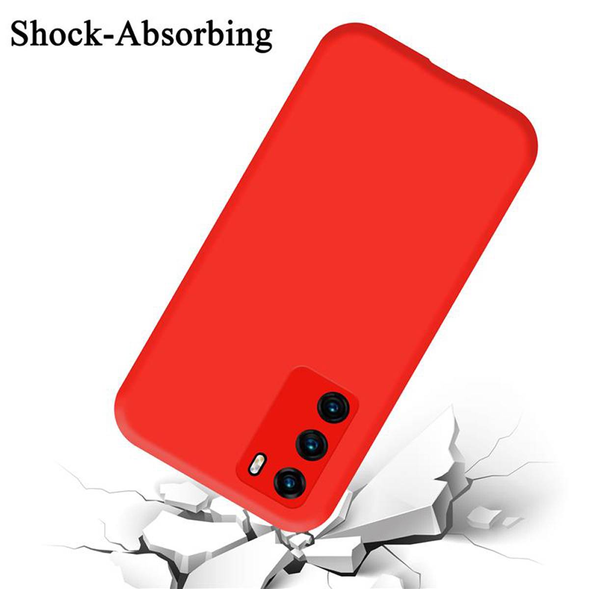 Cadorabo Schutzhülle für Huawei P40 Hülle in Rot Handyhülle Case Cover TPU Etui
